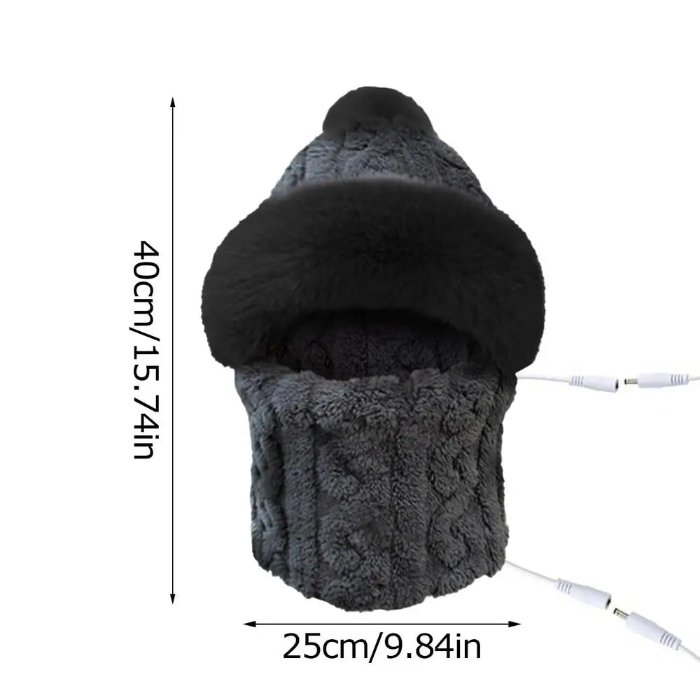 Gorro de invierno con calefacción, gorros de invierno eléctricos de algodón con calefacción, calentador de cuello, orejeras, gorros cortavientos para mujer, gorro para el invierno cálido