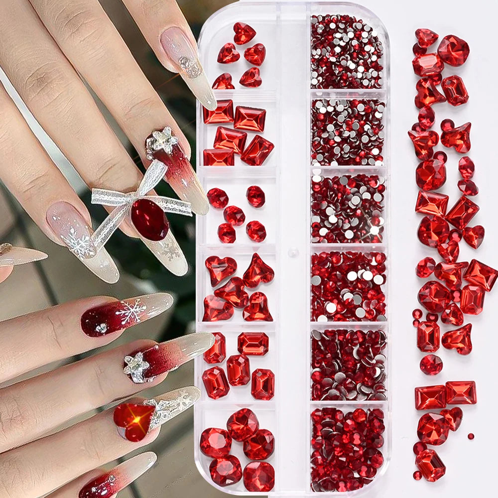 180 Uds. diamantes de imitación de cristal AB de espalda plana, gemas de diamantes de formas múltiples, piedras de cristal azul púrpura para decoración de uñas DIY
