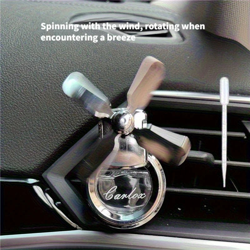 Car Perfume Empty Bottle Mini Self-Installed Air-Conditioning Outlet Four-Leaf Windmill Rotating Car Aromatherapy High-End Fragrance Volatile Diffuser Container Fragrance Diffuser Car Applicable