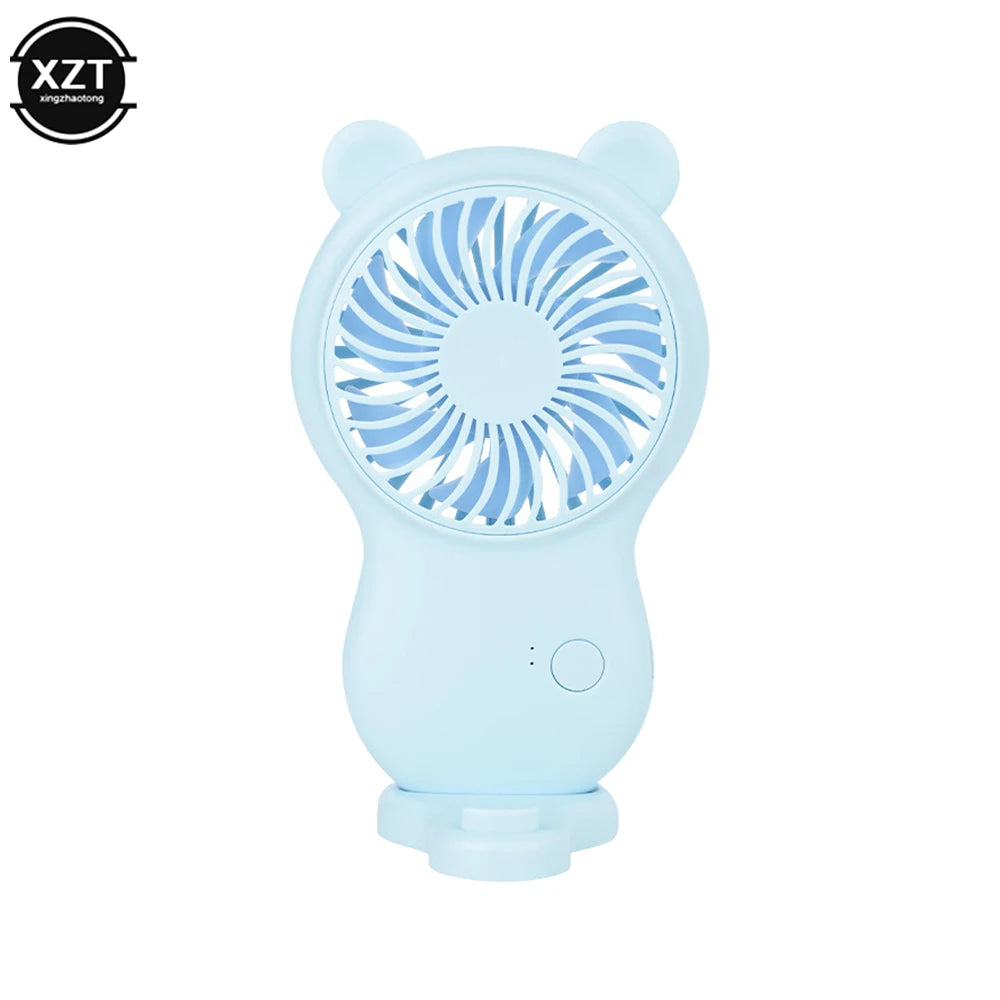 Cartoon Bear-shaped Fan Handheld Mini Fan Portable Pocket USB Charging Fan Summer Air Cooler Outdoor Travel Fan