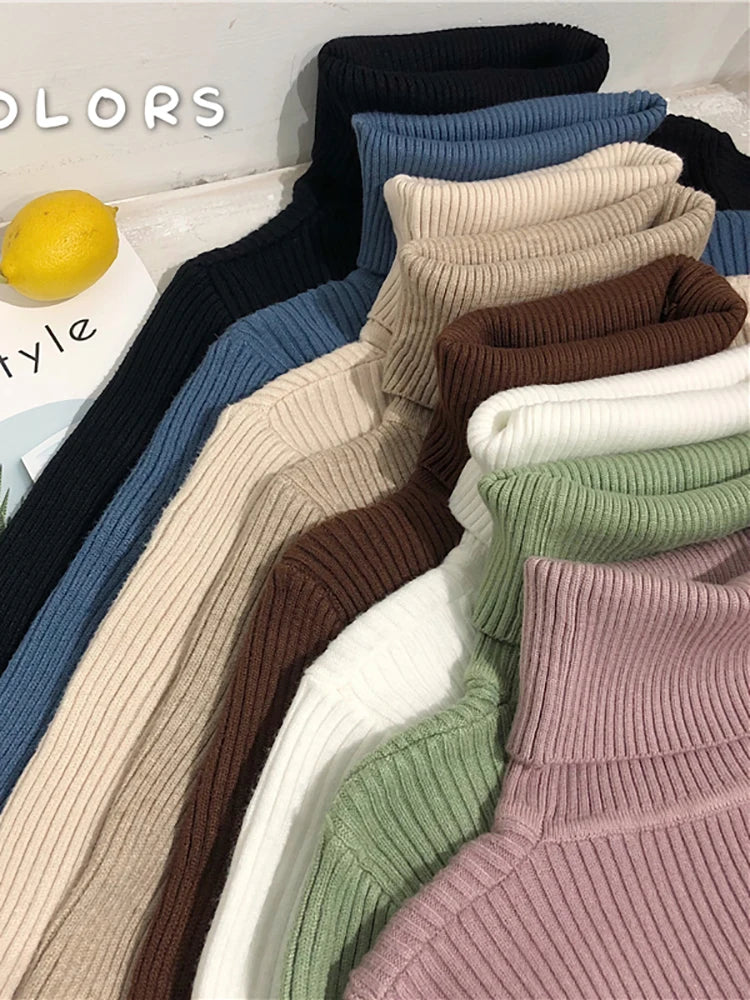 Turtleneck Sweater Womens Autumn Winter Tops Korean Slim Women Pullover Jumper Knitted Sweater Pull Femme Hiver Truien
