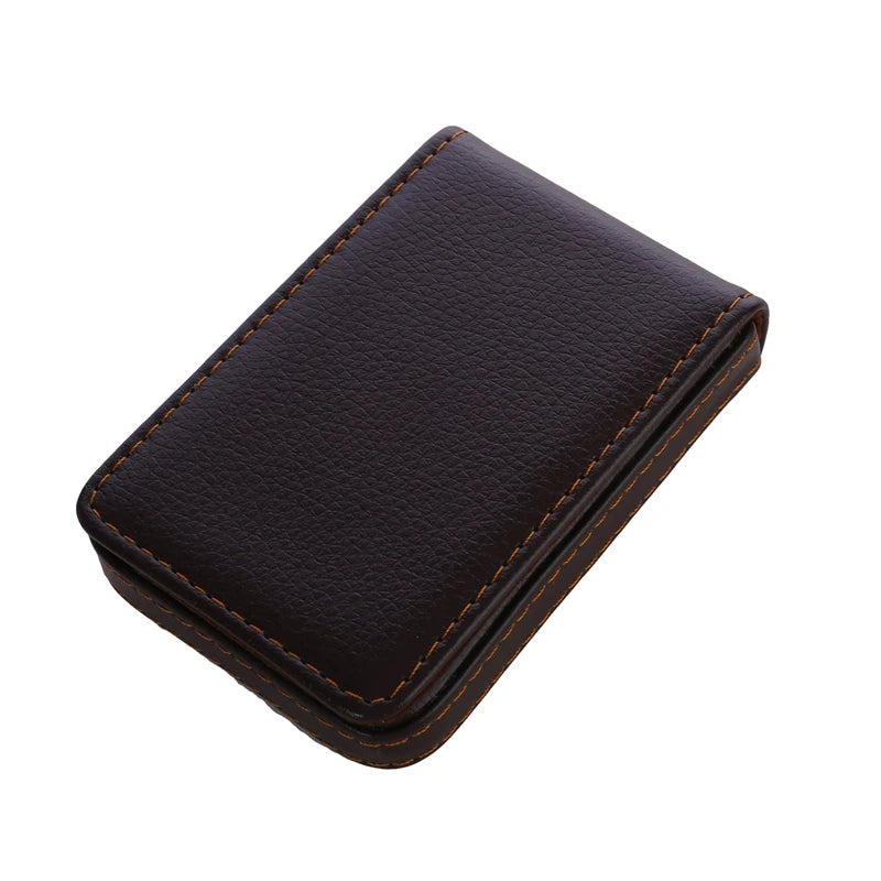 Business Card Holder, Vertical Version PU Leather Business Card Case Pocket Business Name Card Holder With Magnetic Shut