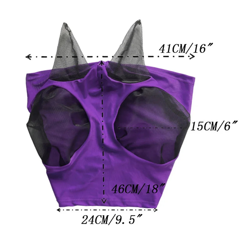 Masque anti-mouches pour chevaux, design 3D, ergonomique, protection oculaire pour animaux de compagnie, anti-moustiques, demi-masque en maille, protection contre les mouches