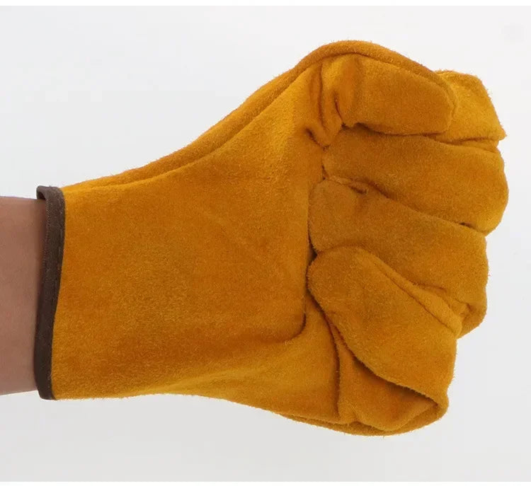Men Work Gloves Soft Cowhide Driver Hunting Driving Farm Garden Welding Security Protection Safety Protection