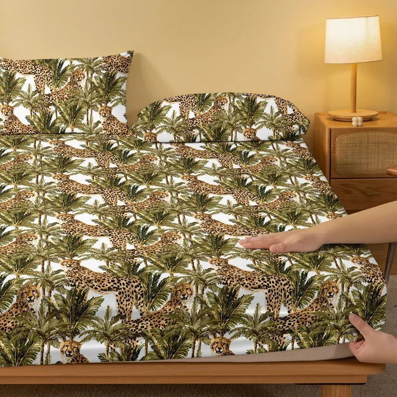1 Fashion And Simple Modern Plant Animal Printed Matte Bed Sheet, Bedroom Printed Bed Cover, Bedding (Excluding Pillowcases)