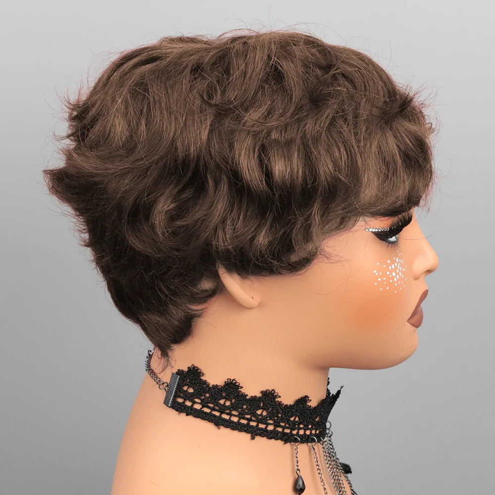 Short Bob Wig Pixie Cut Wig Human Hair Wig For Black Women Short Layered Pixie Cut Wigs Glueless Wig No Lace Full Machine Made