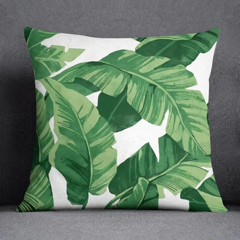 Green leaf pattern throw pillow cover home decoration office cushion cover bedroom living room sofa car cushion cover 45x45 cm