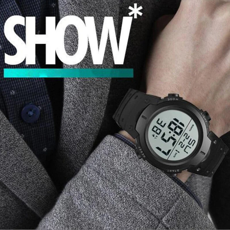 Montre électronique de sport pour homme, étanche, lumineuse, multifonction, pour le fitness en plein air, grand écran