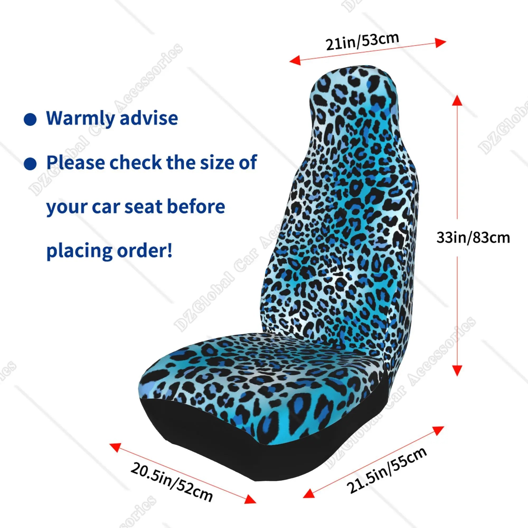 Blue Leopard Print Car Seat Covers for Men WomenComfortable Wild Cheetah Bucket Front Seats Protectors Universal