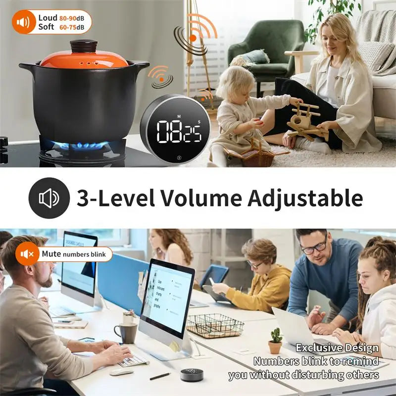 Digital kjøkkentimer Magnetisk nedtelling Kjøkkentimer med stor LED-skjerm For matlaging og for eldre og barn