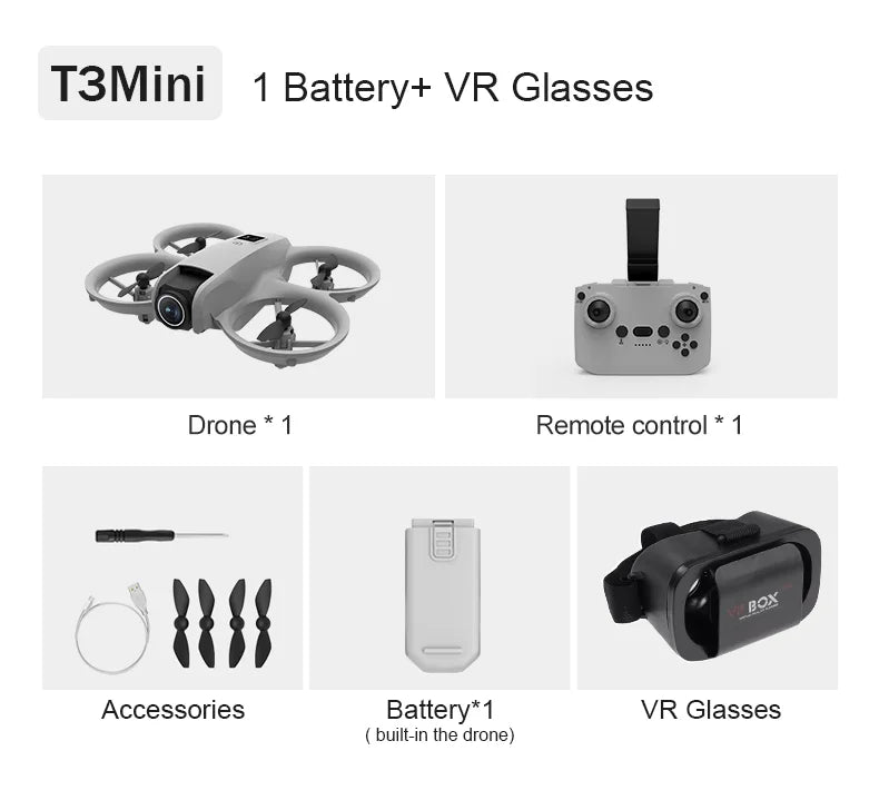 Minidron T3 RC con cámara dual HD 4K, transmisión en tiempo real FPV WiFi 5G, cuadricóptero con giro de 360° para niños y adultos, regalo de juguete