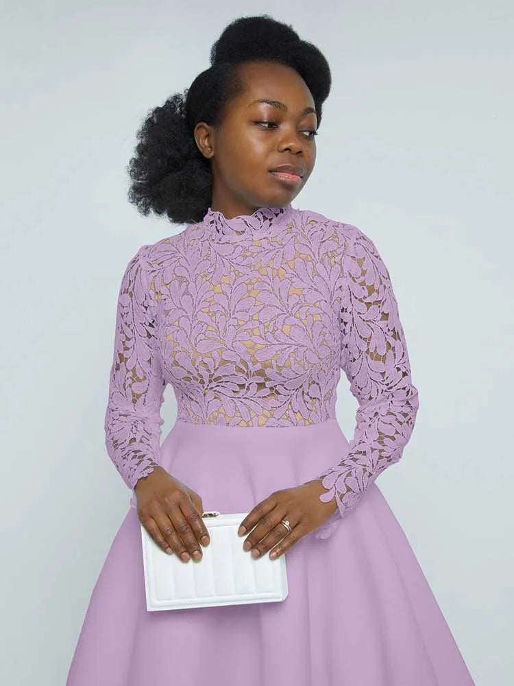 Vestidos elegantes de fiesta para mujer, moda de otoño, encaje, manga larga, vestido transparente, vestido de noche vintage para damas, venta al por mayor, Dropshipping