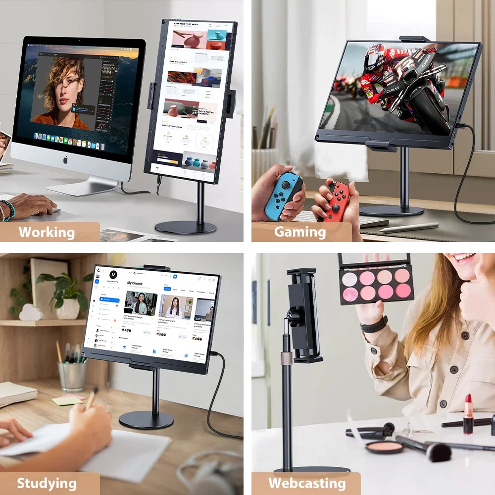 Cdisplay Portable Monitor Stand Adjustable Height Desktop Monitor Bracket for 4.7-17.3 inch Phone Tablet Monitor Support Holder