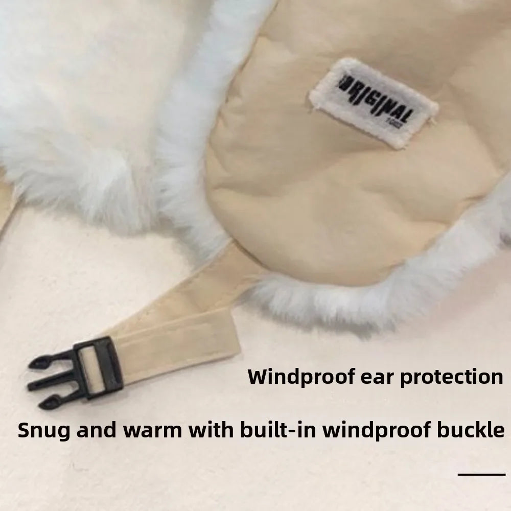 Nuevo sombrero de invierno grueso para mujer Lei Feng, sin ala, gorro de esquí bordado tipo aviador, protección para los oídos, herramientas de abrigo