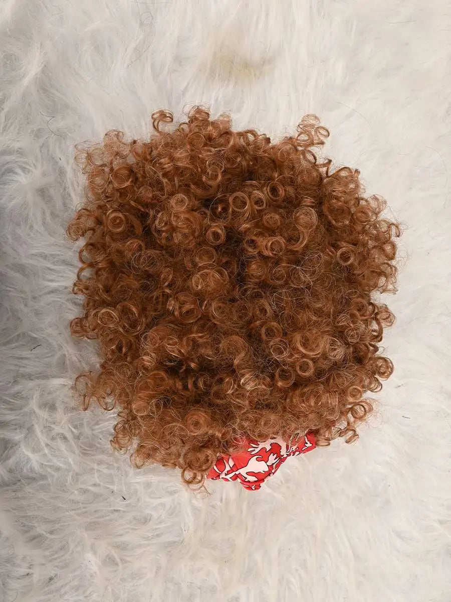 Headband Wig Curly Headband Wig With Bangs For Women Synthetic Afro Curly Hair Wig With Headband Attached Short Kinky Curly Afro High Puff With Bangs Stripes Short Red Curly Wigs with Bangs for Women, Natural Wavy Synthetic W