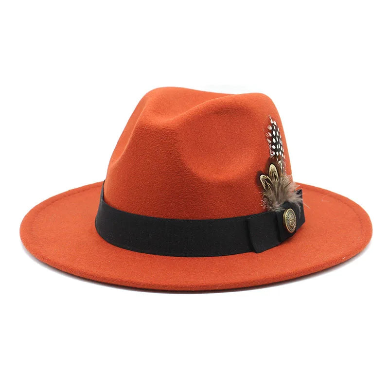 Chapeau Fedora Classique en Plumes