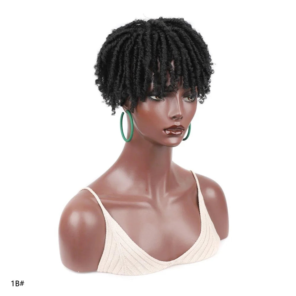 Jeedou Synthetic Toupee Hairpiece Wig Short Curly Hair Braided Hair Clip On Hair Afro Women Black Wig For Thinning Hair