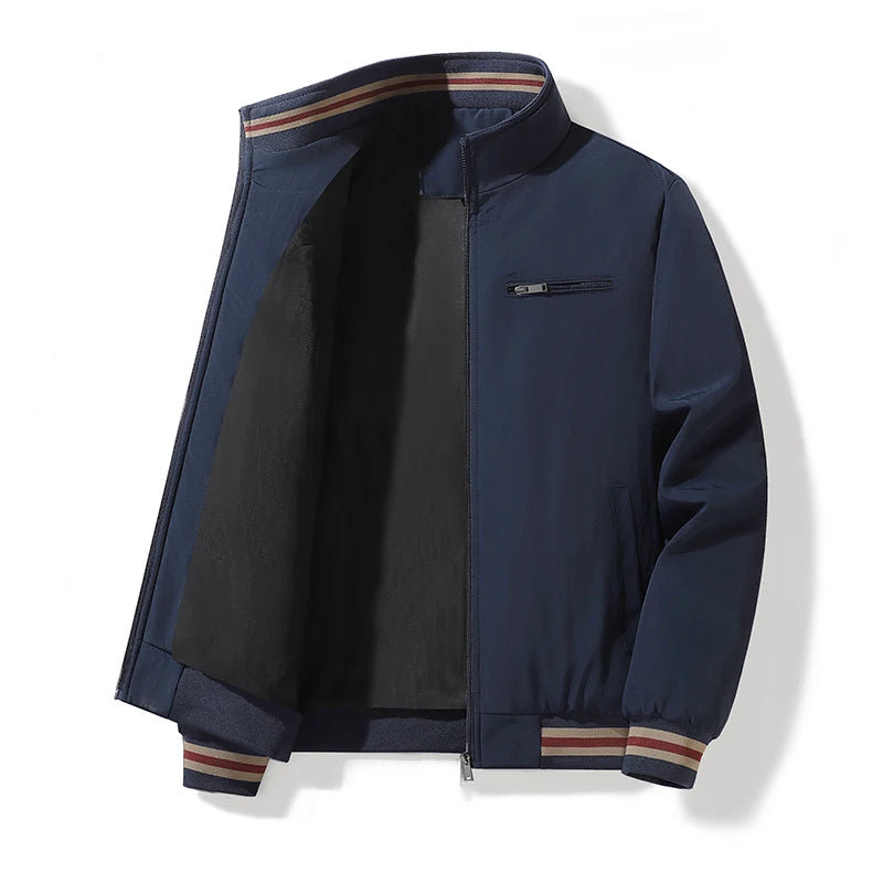 New Men's Jacket Retro Middle Aged Men's Coat Outdoor Waterproof Stand Up Collar Business Jacket Simple Men's Wear 4XL 5XL