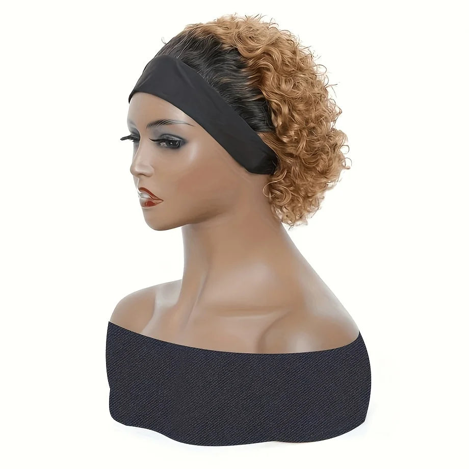 Water Wave Short Curly Pixie Cut Headband Wig for Women Remy Brazilian Human Hair Full Machine Made wig
