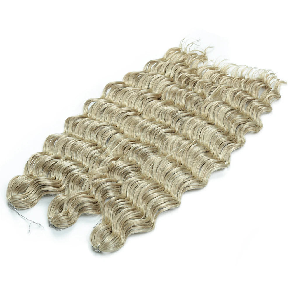 ALIBABY 24Inch Synthetic Loose Deep Wave Braiding Hair Extension Water Wave Crochet Braid Hair for Braids Ombre Blonde Fake Hair