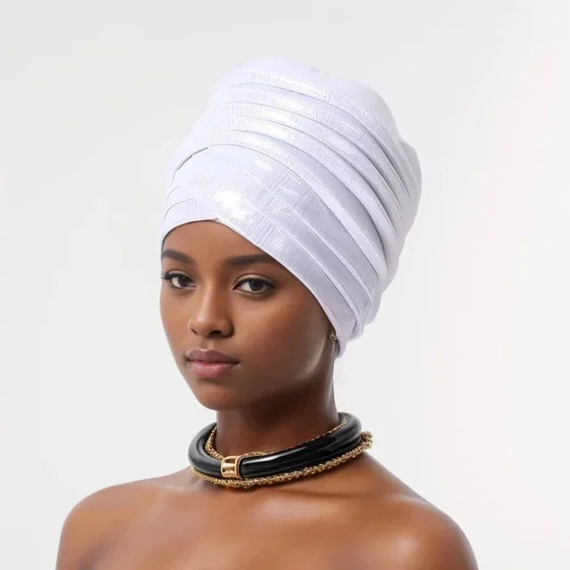 Gorro turbante africano para mujer, envolturas de cabeza nigerianas, pañuelo automático Gele ya hecho, tocado musulmán, tocado para fiesta