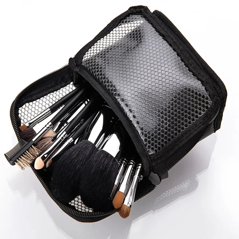 Makeup Brushes Storage Bag Stand Cosmetic Bag Net Zipper MakeupTools Storage Pouch Eyebrow Pencil Organizer Women Toiletry Bag