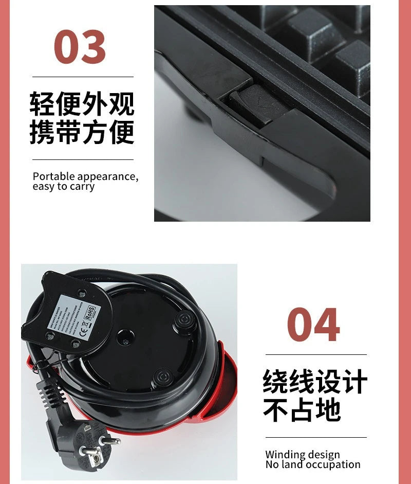 Multi Functional Mini Heart-shaped Waffle Maker Double-sided Heated Breakfast Toaster, Portable Baking Machine Family Party