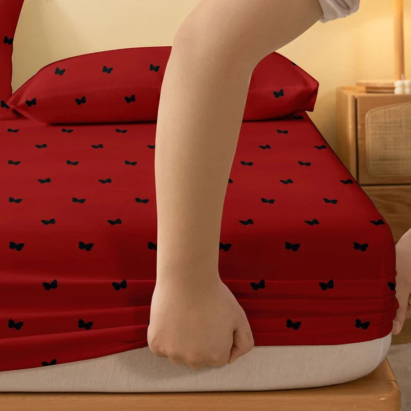 1 matt sengeteppe med sommerfuglmotiv og svart mønster, sengetøy (ekskl. putevar)