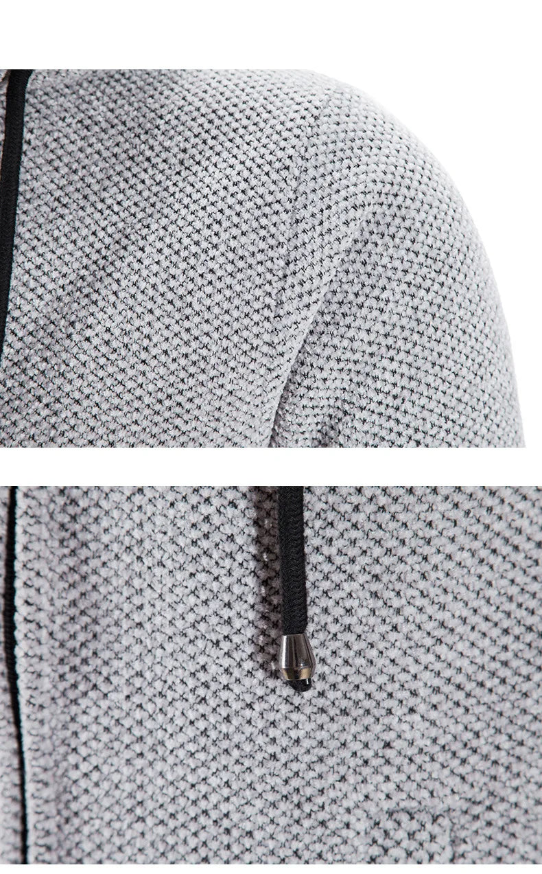 New Mens Long Sleeve Hooded Sweater for Men Zipper Sweatshirts Oversize Streetwear Warm Solid Color Autumn Jacket Hoodie Men ﻿