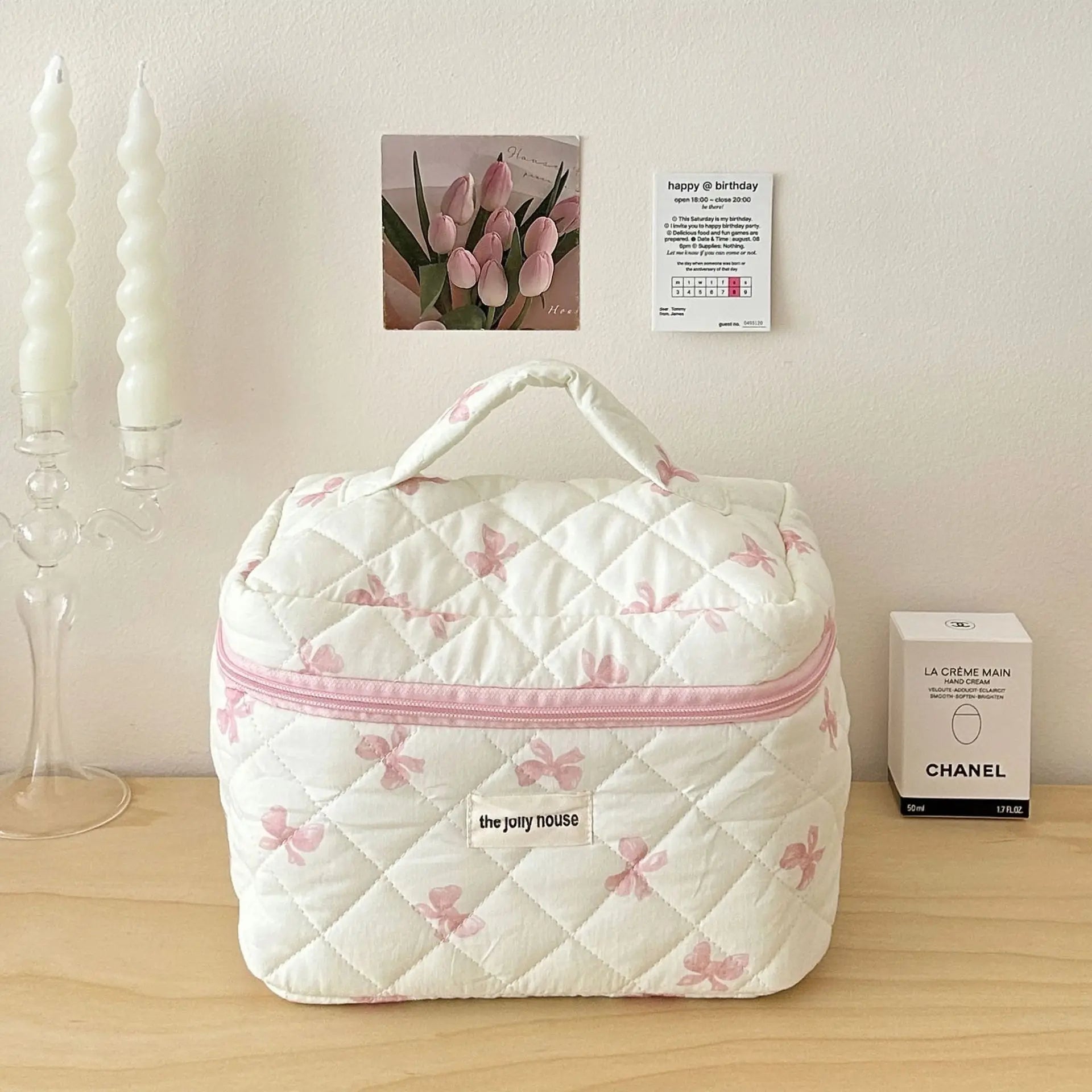 Bolsa de cosméticos para mujerBolsa de viaje para artículos de aseo Bolsa de maquillaje con lazo Bolsa de almacenamiento de maquillaje de moda Neceser organizador de bolso Kosmetiktasche
