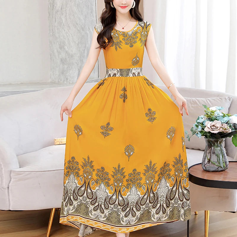 New Fashion  Summer Print Women Short Sleeve Cotton Plus Size Women Clothing Dress Ladies Large Size Vestidos dresses
