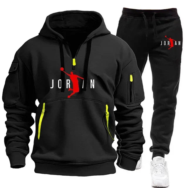 Autumn and winter new trend men's blazer + Tracksuit pants Fashion casual jogging print sportswear outdoor sportswear