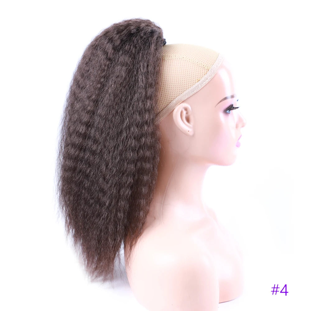 Extensions queue de cheval synthétiques blond doré Afro Puff Cheveux bouclés Produits capillaires Cheveux synthétiques Afro Crépus Queue de cheval Cheveux noirs Queue de cheval