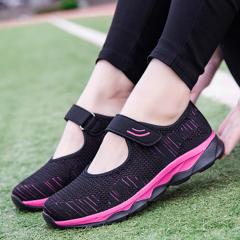 Zapatos de plataforma plana de moda de verano para mujer Zapatillas casuales de malla transpirable para mujer Zapatos de barco para damas