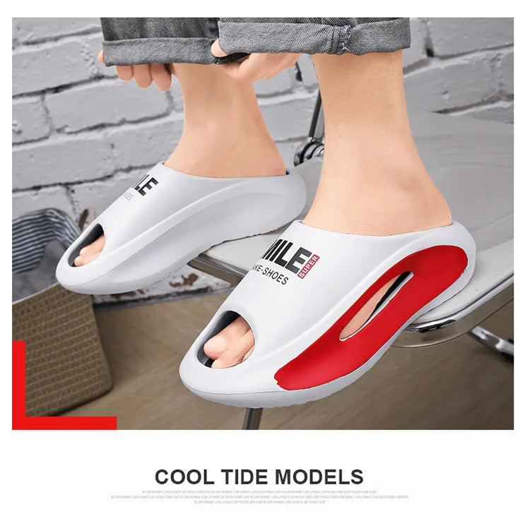 Men Slippers New Slides with a Sense High Aesthetic Value External Wear Anti Slip Thick Bottom, Beach Cool Slippers for Men