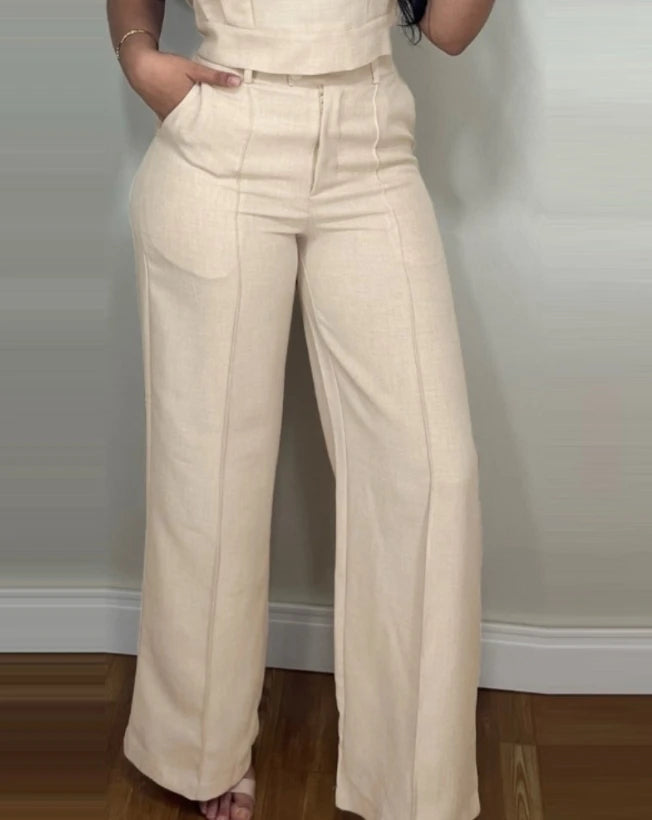 Womens Two Piece Sets Outfit Autumn Winter Spring New Fashion Casual Solid Color Loose Fitting Short Top and Pants Set