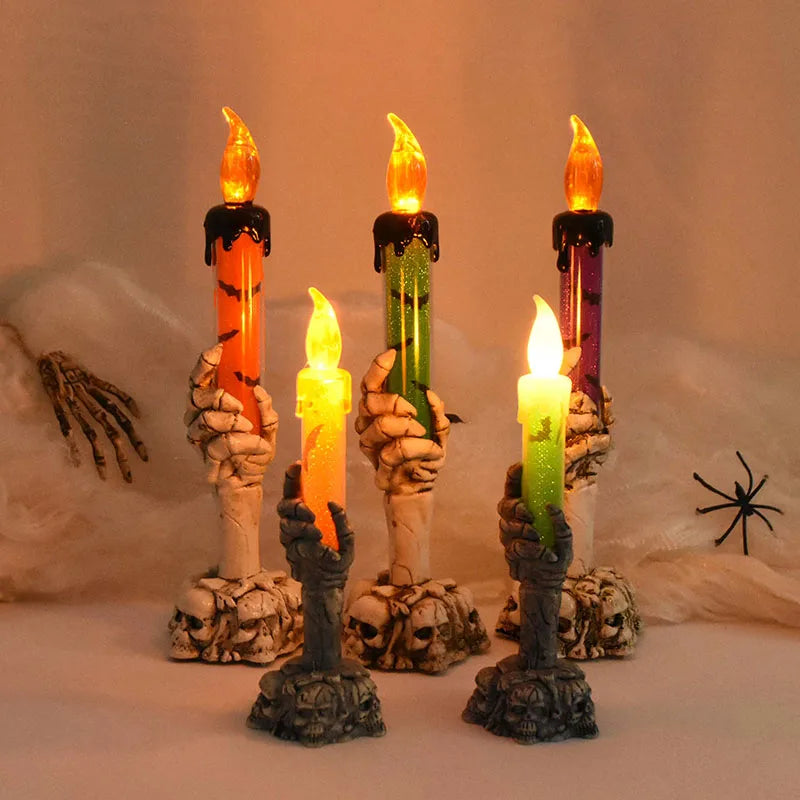 1pc Halloween Led Candles Skeleton Ghost Hands LED Light Happy Halloween Party Home Decoration Supplie Haunted House Horror Prop