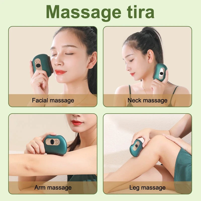 Masajeador eléctrico USB Guasha, piedra caliente, calentamiento por vibración, tabla de raspado, masaje de cuello y espalda, herramientas faciales Gua Sha para lifting facial