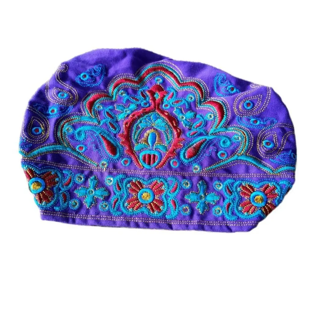 Fashion Embroidery Flowers Bandanas Mexican Style Ethnic Turban Hats Vintage Breathable Hair Cover Cap for Women