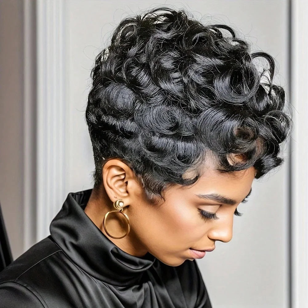 Curly Layered Pixie Wig