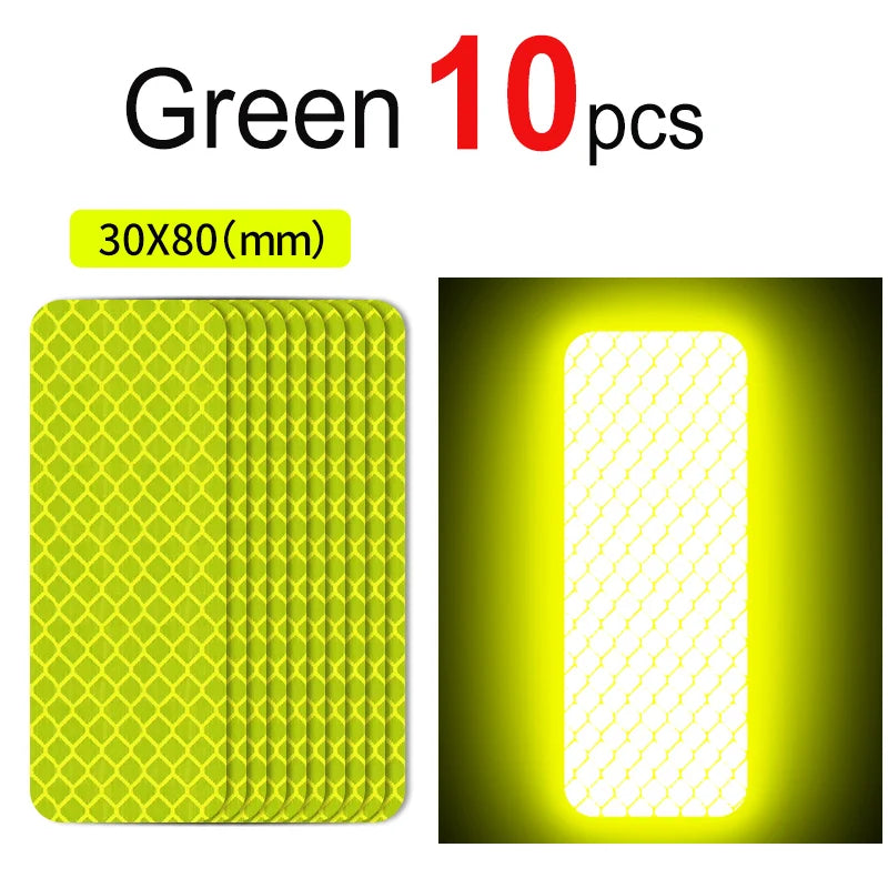 10~60pcs Bicycle Reflective Stickers Secure 30x80mm Warning Strip Car Motorcyle Night Saftety Mark Bicycle Rim Frame Reflector
