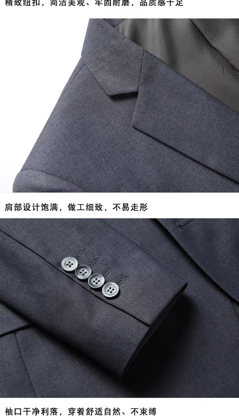 Suit (Blazer+ Vest + Pants) Men's Fashion Business Fit Wedding Professional Casual Single Breasted Gentleman Groom Dress Suit