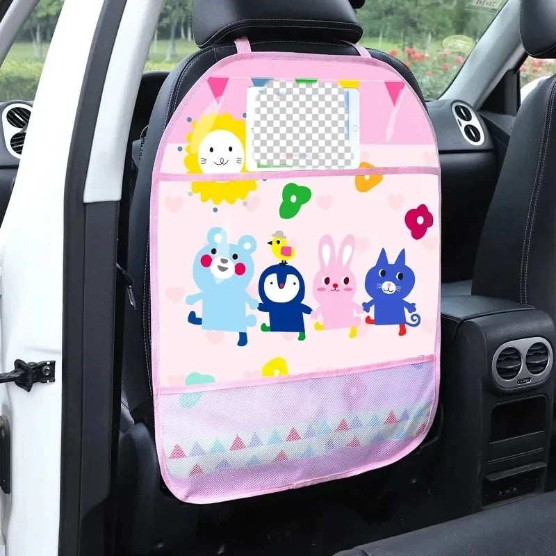 1PC Almohadilla antipedales para niños, protector de respaldo de asiento de coche, funda para niños, alfombrilla antipedales de dibujos animados para coche con bolsa, almohadilla antipedales impermeable