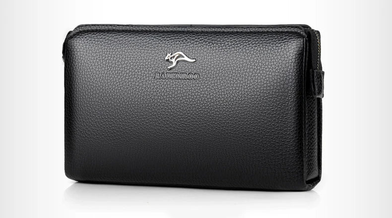 Luxury Brand Men's Wallet Leather Long Wallet  PU Leather Wallet Men Double Zipper Coin Pocket Purse Business Clutch Phone Bag