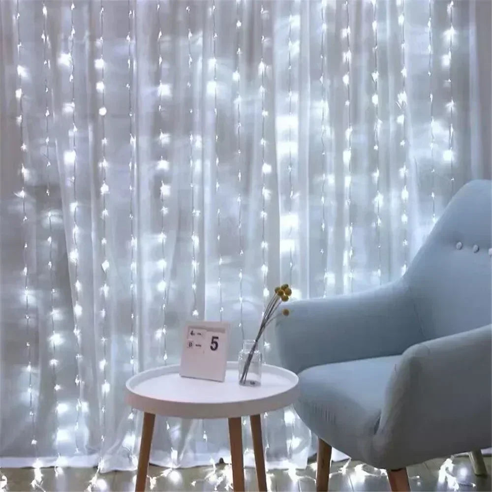Christmas Fairy Light Party Birthday Decoration 8 Mode LED Holiday Garland Wedding USB Curtain String Light Home Decor 3M 6M