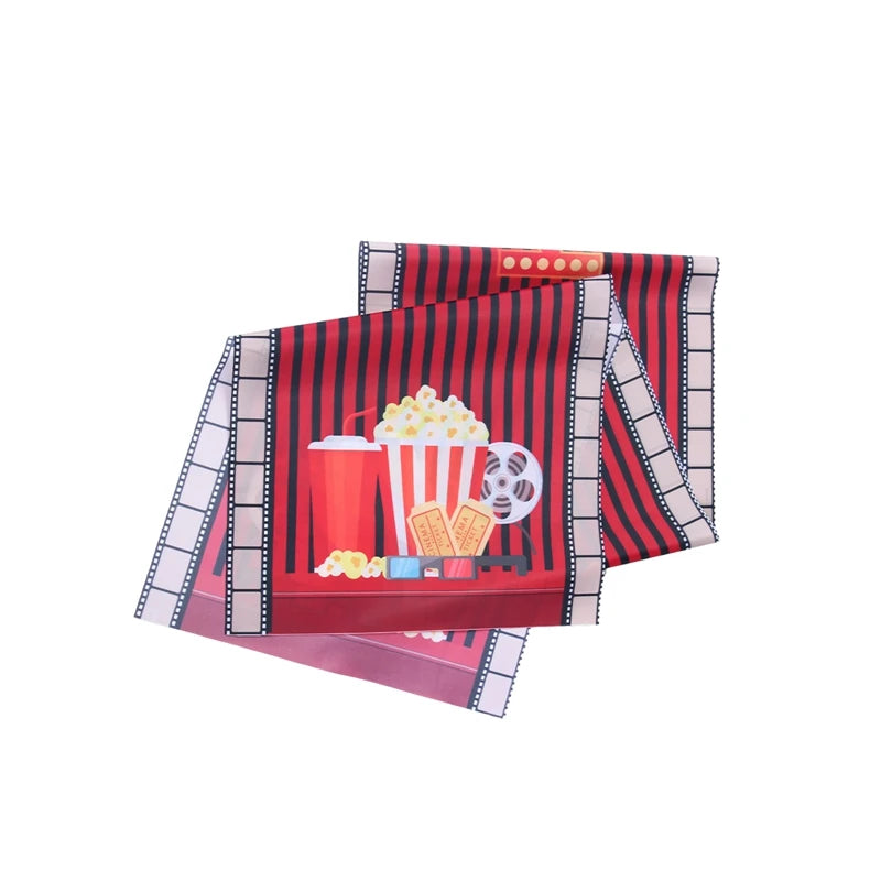 Camino de Mesa para Noche de Cine de 12 X 72 Pulgadas, Estampado de Tira de Película, Decoración de Carrete de Cine, Decoraciones de Manteles Temáticos de Cine
