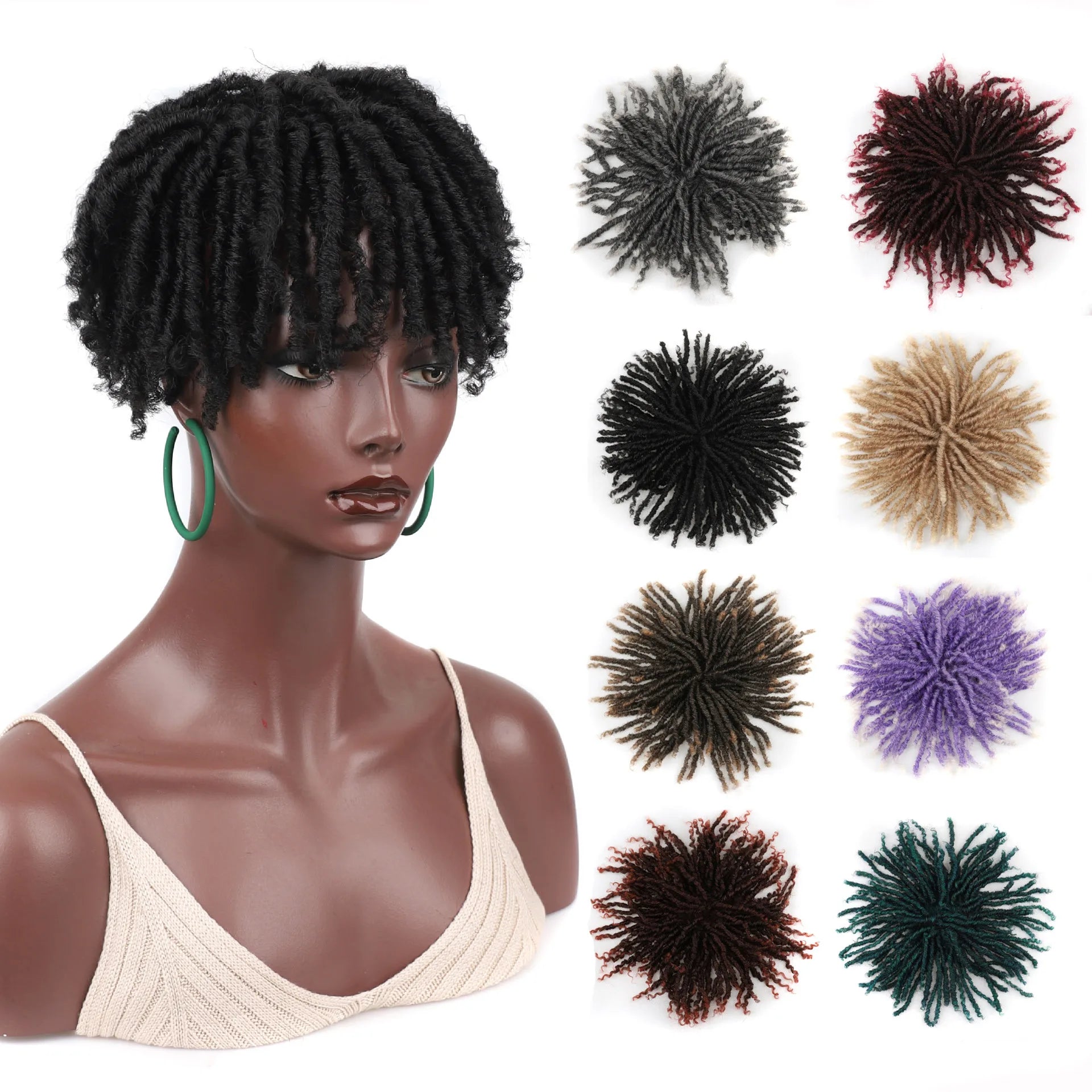 Jeedou Synthetic Toupee Hairpiece Wig Short Curly Hair Braided Hair Clip On Hair Afro Women Black Wig For Thinning Hair