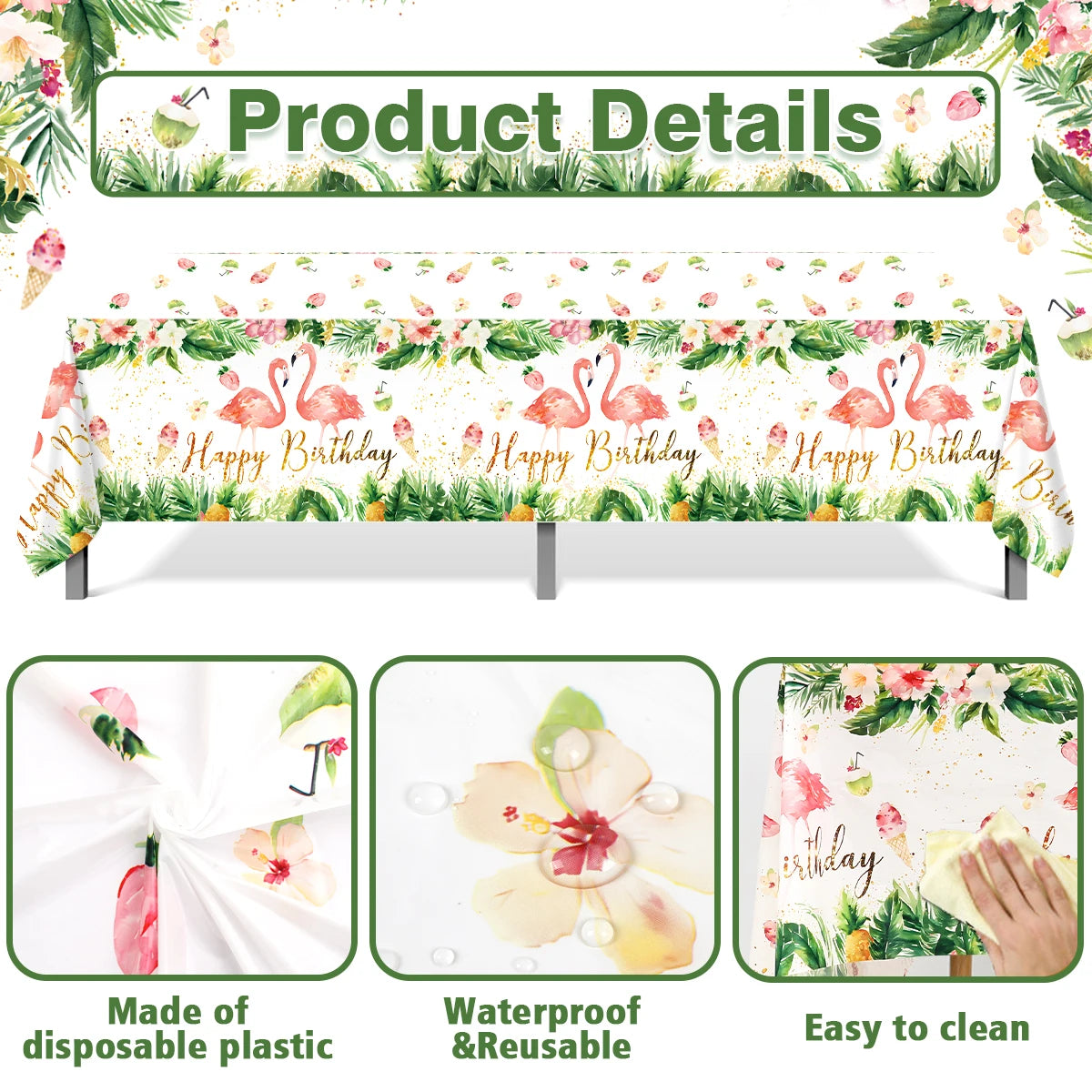 Hawaiian Garland Table Runner Hawaii Luau Tropical Party Decor Kids Favors Tableware ALOHA Summer Beach Birthday Party Supplies