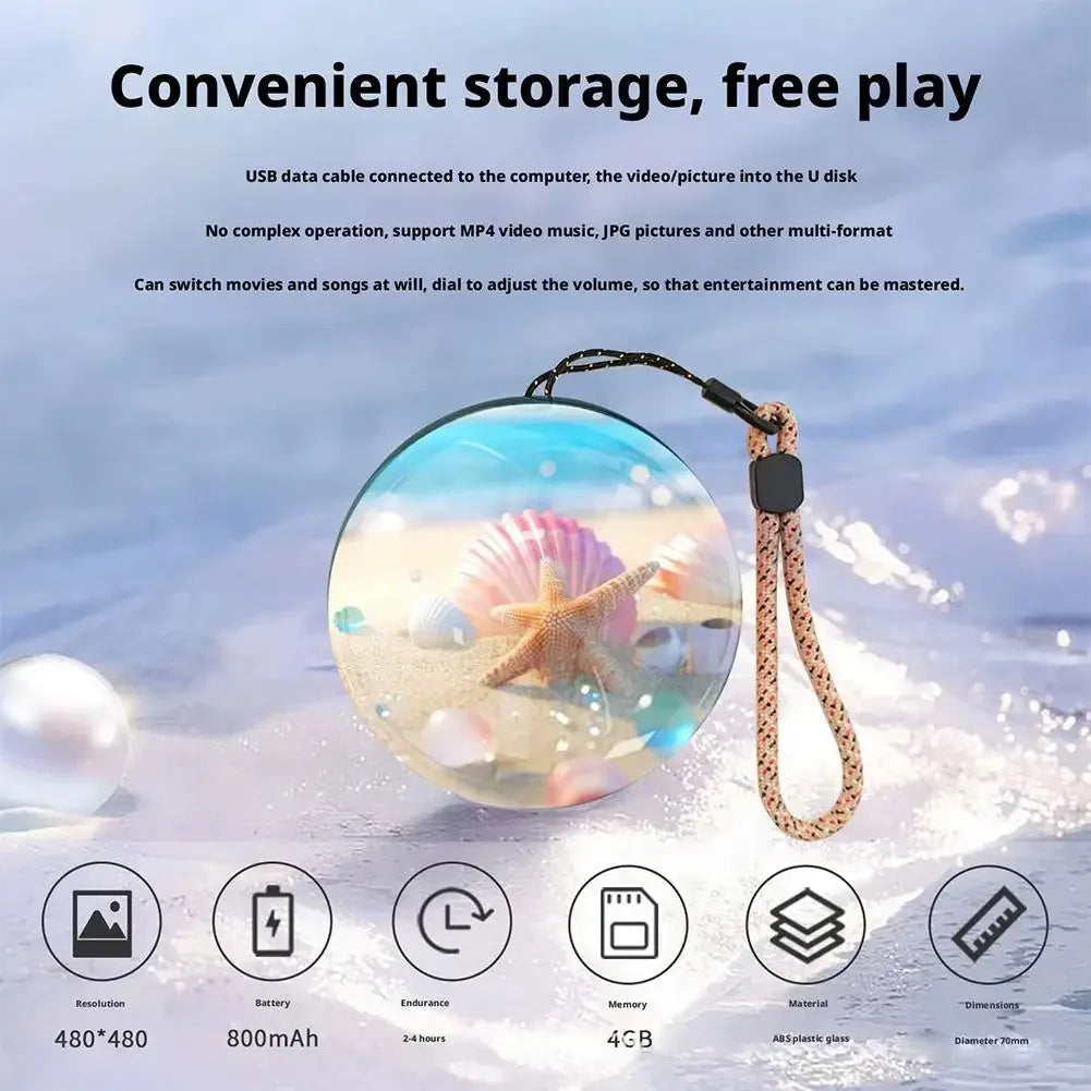 Bola de Cristal 3D para Vídeo, DIY, Arte de Memoria, Lámpara de Bola de Cristal, Pantalla Esférica de Píxeles de 2,7 pulgadas, Reproductor de Vídeos de 4 GB para Regalo