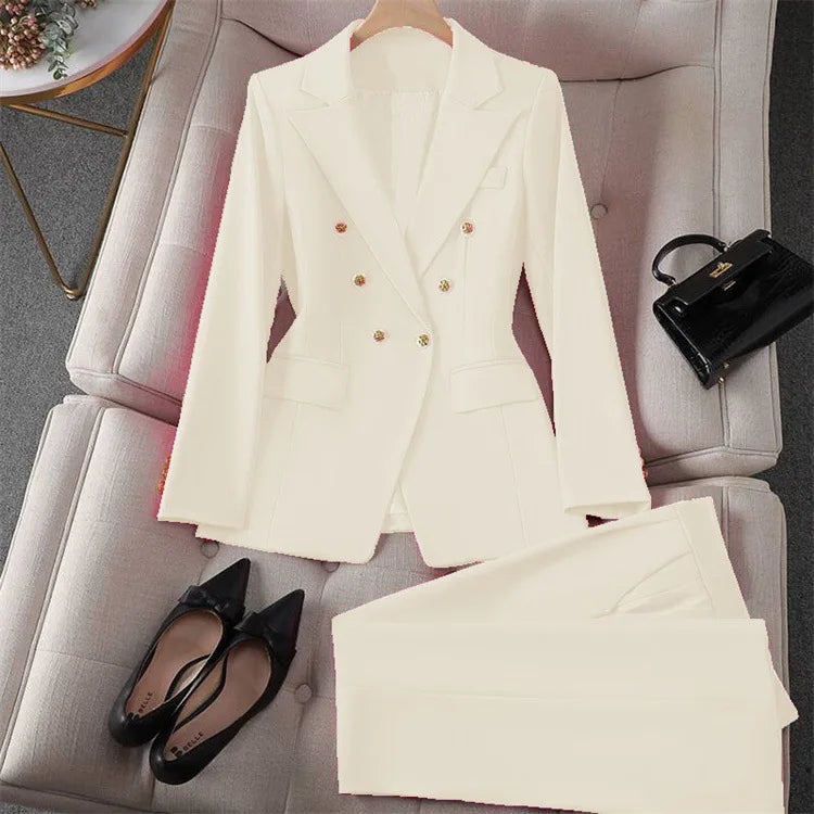 Casual Long Sleeve Blazer Pant Sets Suits For Woman Fashion 2 Pieces Set For Women Office Lady Coats Jackets